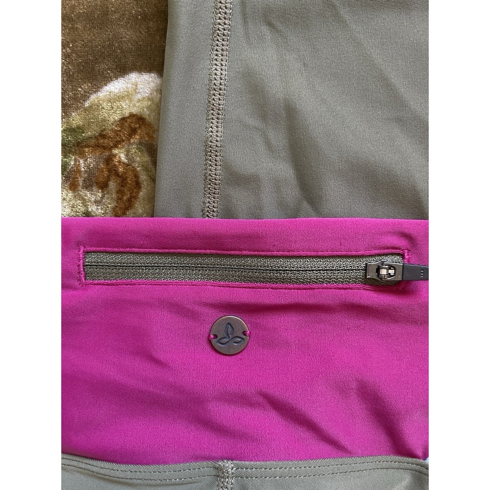 PrAna Womens Colorblock Cropped  Leggings Size‎ L Green Gym Yoga Athletic Wear - Picture 5 of 11